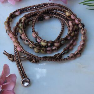 Lizou wrap bracelet in Rhodonite